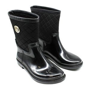 Tommy Hilfiger Women's Quilted Rain Boot - Black Quilted, Size 8